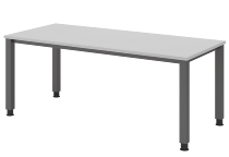 Hammerbacher Schreibtisch Serie QS19 4-Fuß eckig (BxTxH) 180x80x68,5-81cm Weiß/Silber