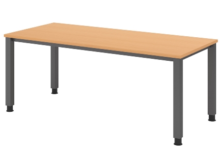 Hammerbacher Schreibtisch Serie QS19 4-Fuß eckig (BxTxH) 180x80x68,5-81cm Weiß/Silber