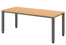 Hammerbacher Schreibtisch Serie QS19 4-Fuß eckig (BxTxH) 180x80x68,5-81cm Weiß/Silber
