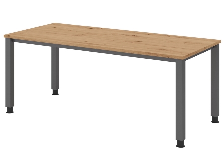 Hammerbacher Schreibtisch Serie QS19 4-Fuß eckig (BxTxH) 180x80x68,5-81cm Weiß/Silber