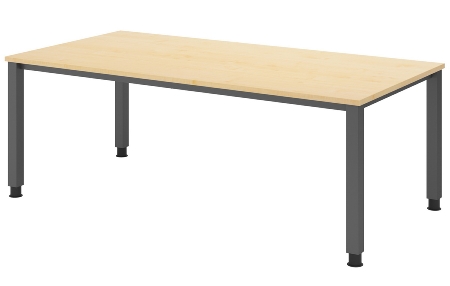 Hammerbacher Schreibtisch Serie QS19 4-Fuß eckig (BxTxH) 180x80x68,5-81cm Weiß/Silber