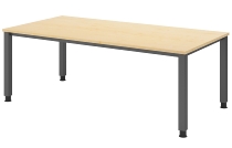 Hammerbacher Schreibtisch Serie QS19 4-Fuß eckig (BxTxH) 180x80x68,5-81cm Weiß/Silber