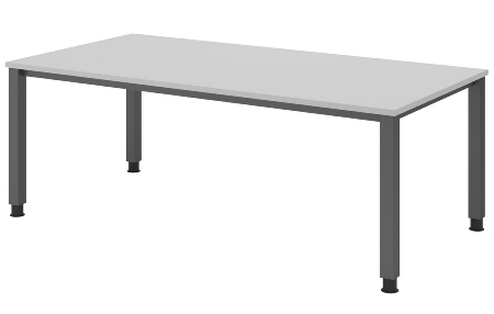 Hammerbacher Schreibtisch Serie QS19 4-Fuß eckig (BxTxH) 180x80x68,5-81cm Weiß/Silber