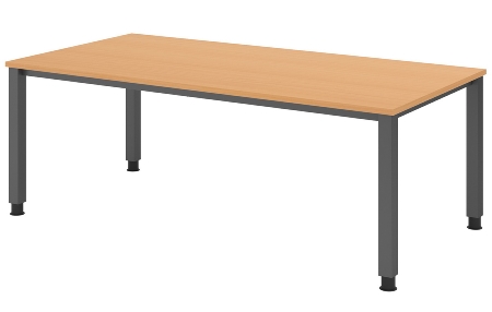 Hammerbacher Schreibtisch Serie QS19 4-Fuß eckig (BxTxH) 180x80x68,5-81cm Weiß/Silber