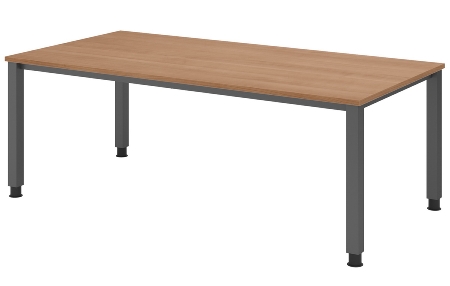 Hammerbacher Schreibtisch Serie QS19 4-Fuß eckig (BxTxH) 180x80x68,5-81cm Weiß/Silber