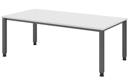 Hammerbacher Schreibtisch Serie QS19 4-Fuß eckig (BxTxH) 180x80x68,5-81cm Weiß/Silber