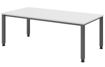 Hammerbacher Schreibtisch Serie QS19 4-Fuß eckig (BxTxH) 180x80x68,5-81cm Weiß/Silber
