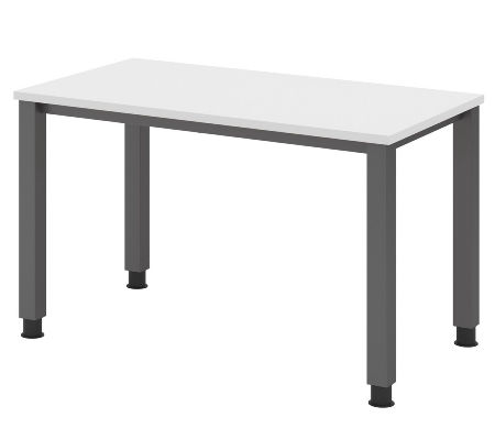 Hammerbacher Schreibtisch QS612 Mini-Office Arbeitshöhe 68,5-81cm 4-Fuß eckig (BxT) 120x67,2cm Weiß/Silber