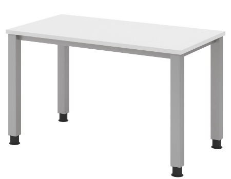 Hammerbacher Schreibtisch QS612 Mini-Office Arbeitshöhe 68,5-81cm 4-Fuß eckig (BxT) 120x67,2cm Weiß/Silber