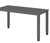 Hammerbacher Schreibtisch QS612 Mini-Office Arbeitshöhe 68,5-81cm 4-Fuß eckig (BxT) 120x67,2cm Weiß/Silber