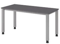 Hammerbacher Schreibtisch QS612 Mini-Office Arbeitshöhe 68,5-81cm 4-Fuß eckig (BxT) 120x67,2cm Weiß/Silber