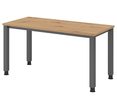 Hammerbacher Schreibtisch QS612 Mini-Office Arbeitshöhe 68,5-81cm 4-Fuß eckig (BxT) 120x67,2cm Weiß/Silber