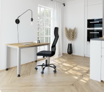 Hammerbacher Schreibtisch QS612 Mini-Office Arbeitshöhe 68,5-81cm 4-Fuß eckig (BxT) 120x67,2cm Weiß/Silber