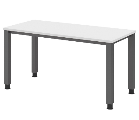 Hammerbacher Schreibtisch QS612 Mini-Office Arbeitshöhe 68,5-81cm 4-Fuß eckig (BxT) 120x67,2cm Weiß/Silber