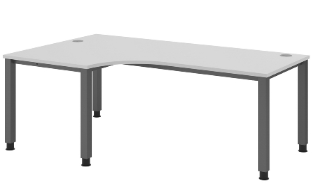 Hammerbacher Schreibtisch Serie QS19 4-Fuß eckig (BxTxH) 180x80x68,5-81cm Weiß/Silber