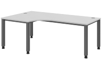Hammerbacher Schreibtisch Serie QS19 4-Fuß eckig (BxTxH) 180x80x68,5-81cm Weiß/Silber