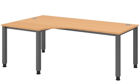 Hammerbacher Schreibtisch Serie QS19 4-Fuß eckig (BxTxH) 180x80x68,5-81cm Weiß/Silber