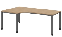 Hammerbacher Schreibtisch Serie QS19 4-Fuß eckig (BxTxH) 180x80x68,5-81cm Weiß/Silber
