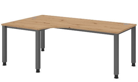 Hammerbacher Schreibtisch Serie QS19 4-Fuß eckig (BxTxH) 180x80x68,5-81cm Weiß/Silber