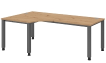 Hammerbacher Schreibtisch Serie QS19 4-Fuß eckig (BxTxH) 180x80x68,5-81cm Weiß/Silber
