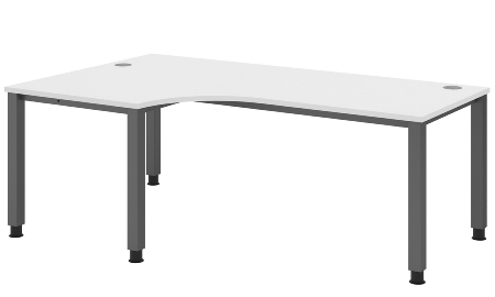 Hammerbacher Schreibtisch Serie QS19 4-Fuß eckig (BxTxH) 180x80x68,5-81cm Weiß/Silber