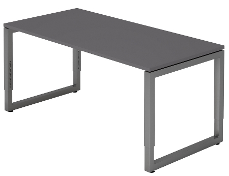 Hammerbacher Winkel-Schreibtisch Serie RS82 O-Fuß eckig (BxTxH) 200x120x65-85cm Weiß/Graphit