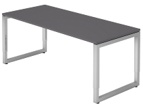 Hammerbacher Schreibtisch Serie RS19 O-Fuß eckig (BxTxH) 180x80x65-85cm Eiche/Silber