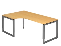 Hammerbacher Schreibtisch Serie RS2E O-Fuß eckig (BxTxH) 200x100x65-85cm Eiche/Graphit