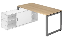 Hammerbacher Auflage-Schreibtisch Serie RSE O-Fuß eckig (BxT) 160x80cm auf Sideboard 1758S Graphit/Silber