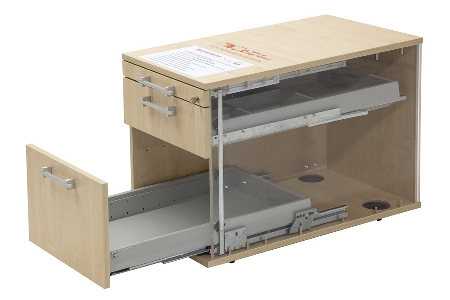 Standcontainer SC40 SOLID Hängeregistratur, 2 Schubladen (BxTxH) 42,8x80x72-76cm Buche/ Streifengriff