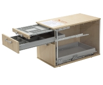 Standcontainer SC40 SOLID Hängeregistratur, 2 Schubladen (BxTxH) 42,8x80x72-76cm Ahorn/Streifengriff