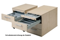 Standcontainer SC40 SOLID Hängeregistratur, 2 Schubladen (BxTxH) 42,8x80x72-76cm Ahorn/Streifengriff