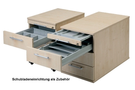 Standcontainer SC50 SOLID mit 4 Schubladen (BxTxH) 42,8x80x72-76cm Grau/Bogengriff