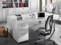 Standcontainer SC50 SOLID mit 4 Schubladen (BxTxH) 42,8x80x72-76cm Grau/Chromgriff