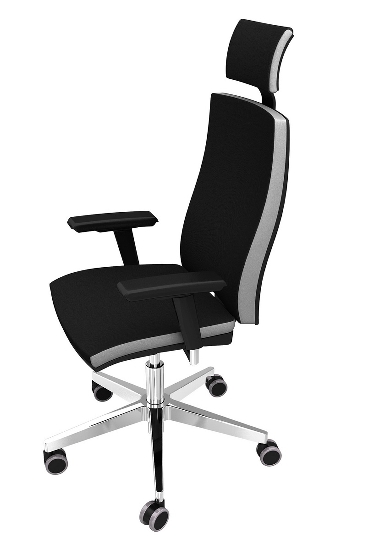 Bürodrehstuhl SDP1/D Premium Polster-Rückenlehne, Kopfstütze, Armlehnen, Bezug schwarz/grau
