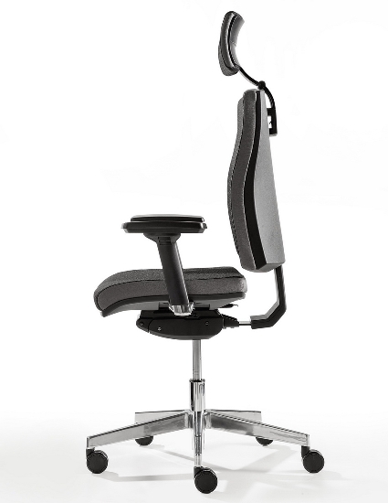 Bürodrehstuhl SDP1/D Premium Polster-Rückenlehne, Kopfstütze, Armlehnen, Bezug schwarz/grau