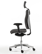 Bürodrehstuhl SDP1/D Premium Polster-Rückenlehne, Kopfstütze, Armlehnen, Bezug schwarz/grau