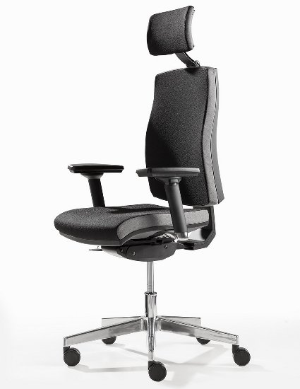 Bürodrehstuhl SDP1/D Premium Polster-Rückenlehne, Kopfstütze, Armlehnen, Bezug schwarz/grau