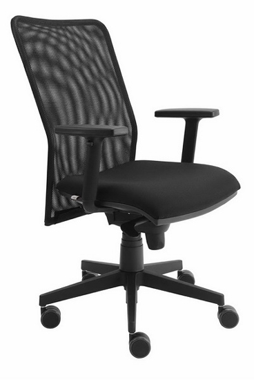 Bürodrehstuhl SDS2/D SOLID hohe Netz-Rückenlehne inkl. Armlehnen hochwertiger Sitzbezug Schwarz
