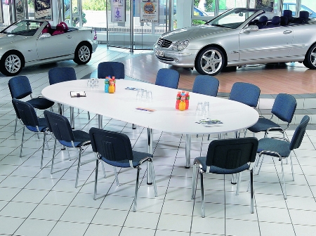 Hammerbacher Konferenztisch K-Serie SETK3 (BxTxH) 320x160x72-74cm Grau/Chrom