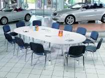 Hammerbacher Konferenztisch K-Serie SETK3 (BxTxH) 320x160x72-74cm Grau/Chrom