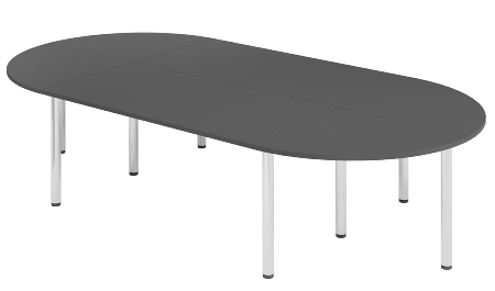 Hammerbacher Konferenztisch K-Serie SETK3 (BxTxH) 320x160x72-74cm Grau/Chrom
