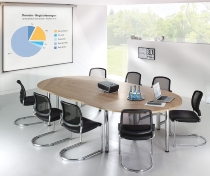 Hammerbacher Konferenztisch K-Serie SETK3 (BxTxH) 320x160x72-74cm Grau/Chrom