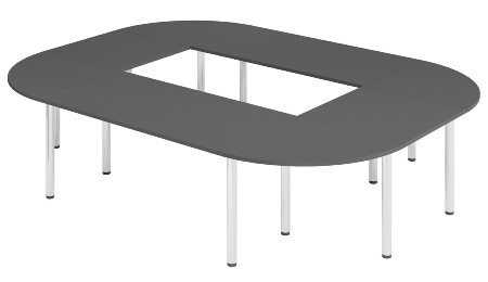 Hammerbacher Konferenztisch K-Serie SETK4 (BxTxH) 320x240x72-74cm Graphit/Chrom