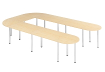 Hammerbacher Konferenztisch K-Serie SETK6 (BxTxH) 380x240x72-74cm Buche/Chrom