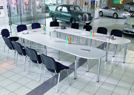 Hammerbacher Konferenztisch K-Serie SETK6 (BxTxH) 380x240x72-74cm Buche/Chrom