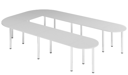 Hammerbacher Konferenztisch K-Serie SETK6 (BxTxH) 380x240x72-74cm Buche/Chrom