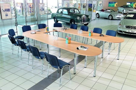 Hammerbacher Konferenztisch K-Serie SETK6 (BxTxH) 380x240x72-74cm Buche/Chrom