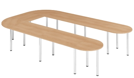 Hammerbacher Konferenztisch K-Serie SETK6 (BxTxH) 380x240x72-74cm Buche/Chrom