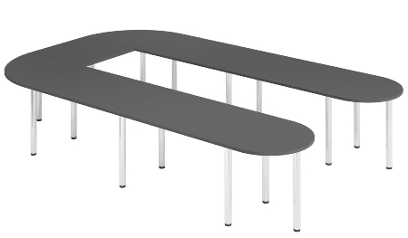 Hammerbacher Konferenztisch K-Serie SETK6 (BxTxH) 380x240x72-74cm Buche/Chrom